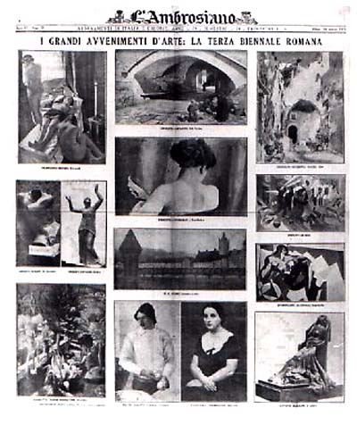 1925. La Terza Biennale Romana in una pagina de "L'Ambrosiano", Milano 24 marzo