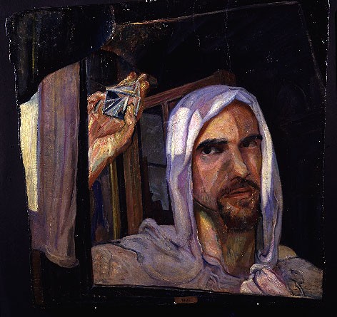 Ferruccio Ferrazzi, Autoritratto come Lazzaro, 1922, 41,5 x 41,5 cm, olio su tavola. Collezione privata.